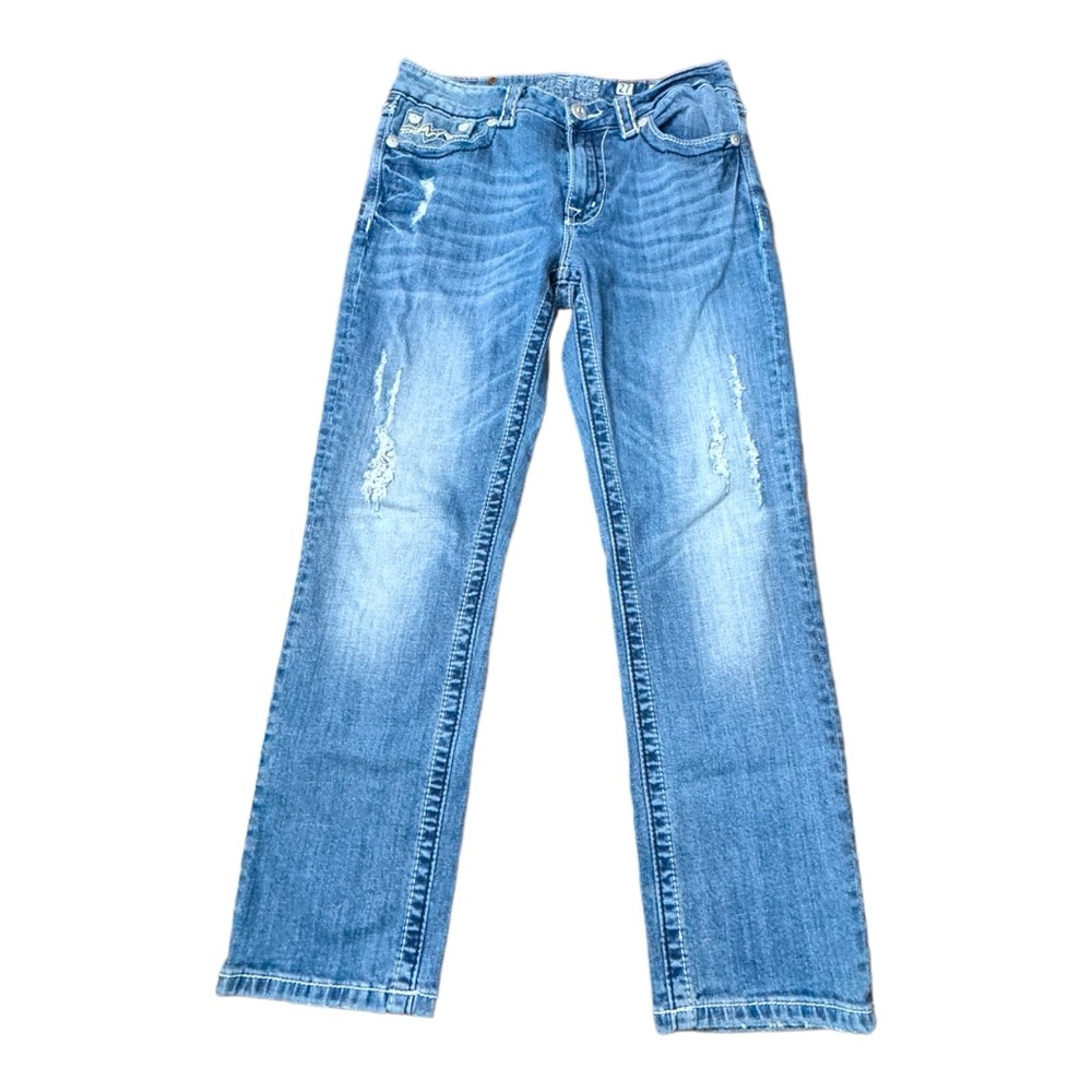 Miss Me Boyfriend Capri Blue Denim JB1046P Stretch 5 Pocket Casual Women’s Sz 27